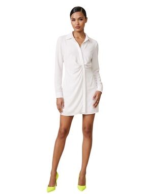 Superdown White Faux Wrap Mini Dress Corpcore Clean Girl Revolve Ruched Size M